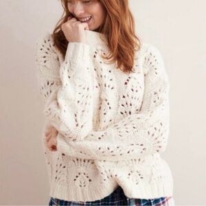 Aerie Cream Pointelle Knit Sweater, XS